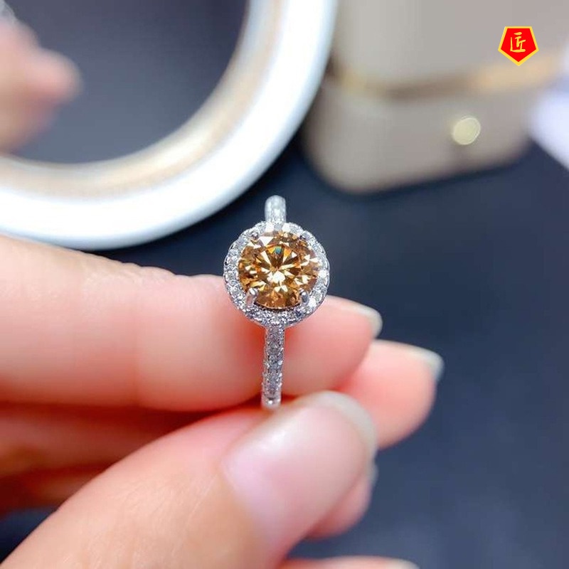 [Ready Stock]Classic 2 Karat Champagne Natural Morganite Open Ring