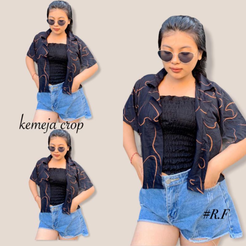 Kemeja garis / kemeja crop best seller