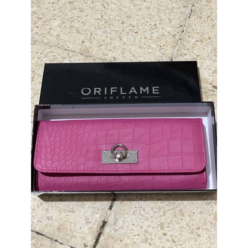 dompet clutch tas kecil slempang wanita pink oriflame