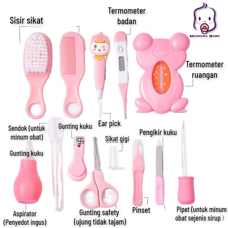 MOMO Peralatan Bayi Baby Care Kit 13PCS/6PCS Gunting Kuku Bayi Peralatan Perawatan Bayi Baru Lahir Kado Health Care Thermometer