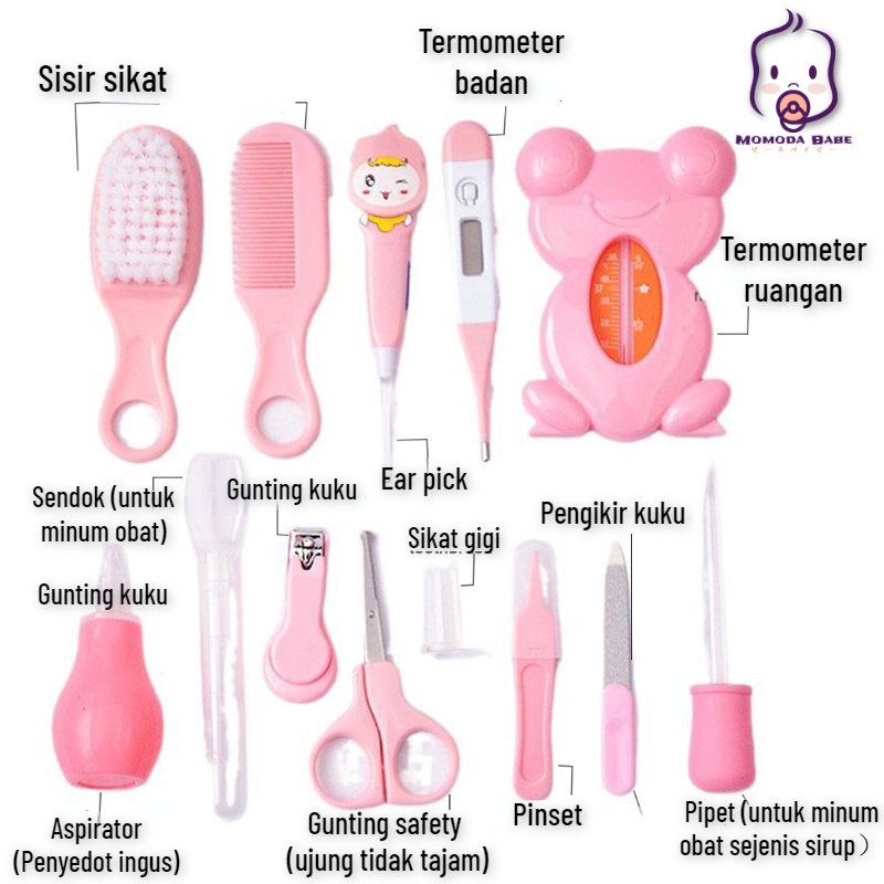 MOMO Peralatan Bayi Baby Care Kit 13PCS/6PCS Gunting Kuku Bayi Peralatan Perawatan Bayi Baru Lahir Kado Health Care Thermometer