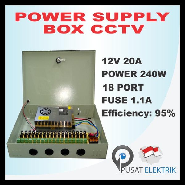 POWER SUPPLY 30A BOX POWER SUPLY CCTV 12V 30A AC TO DC 30 AMPERE  AC INPUT : 110/220V DC O