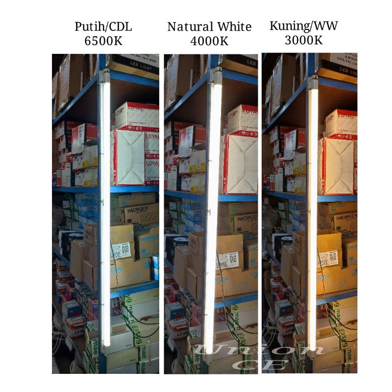 Lampu TL T8 LED 18w + Kap komplit 1 set Putih 120cm Packing Pipa