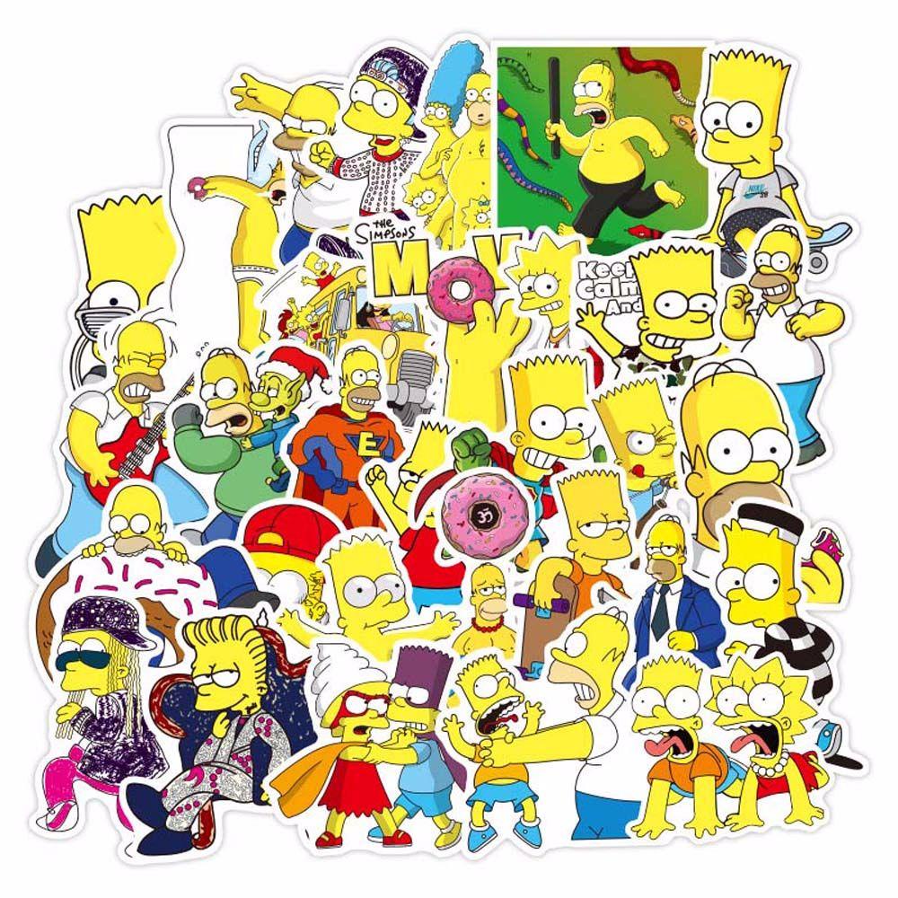 Lanfy Stiker Hias Anti Air Komedi Lucu 50pcs/pack Karakter Kartun Stiker Scrapbooking Graffiti Stiker Bart Simpson Marge Simpson Dekorasi Stiker Mobil