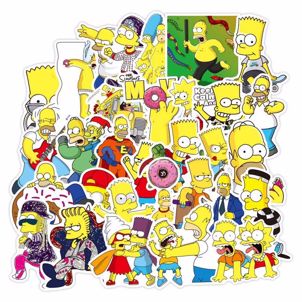 Lanfy Stiker Hias Anti Air Komedi Lucu 50pcs/pack Karakter Kartun Stiker Scrapbooking Graffiti Stiker Bart Simpson Marge Simpson Dekorasi Stiker Mobil