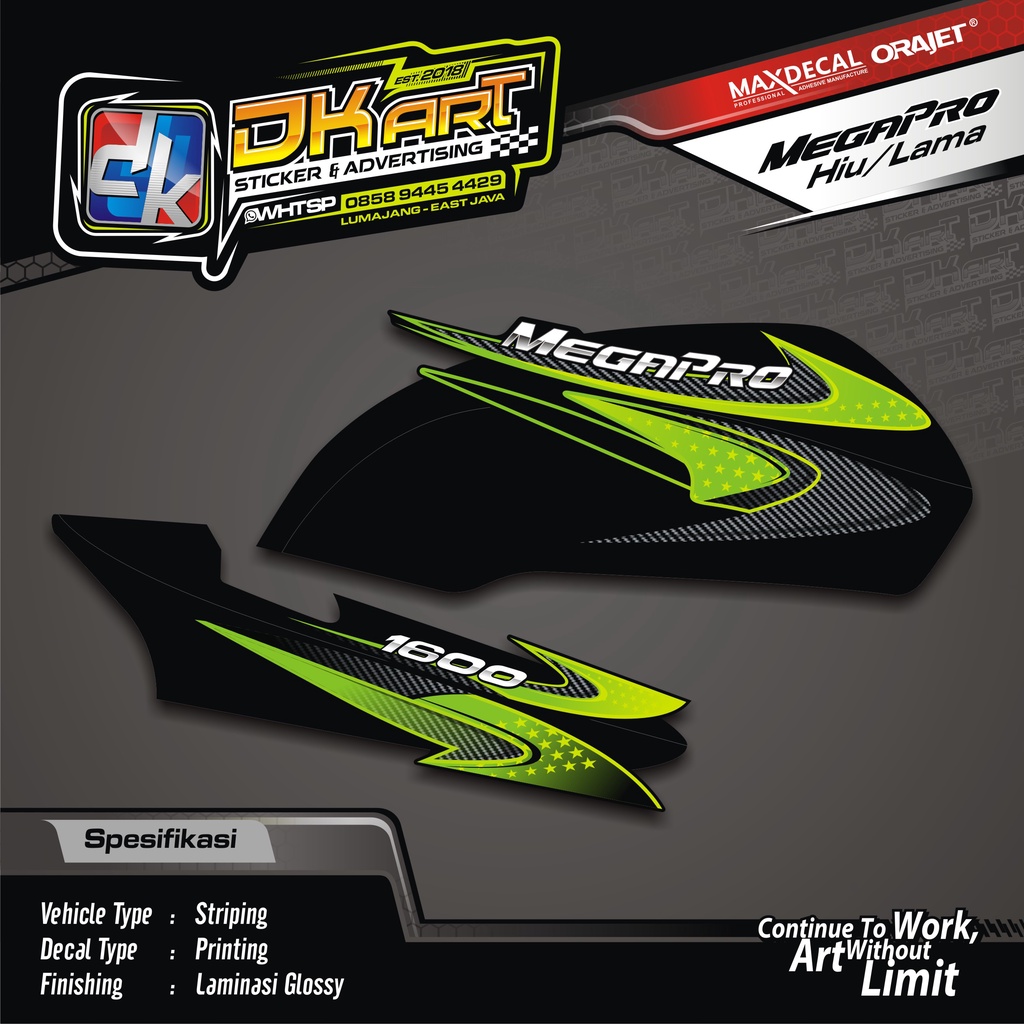 Striping Variasi TRANSPARAN UV Megapro Hiu MP Hiu Motif Herex Racing