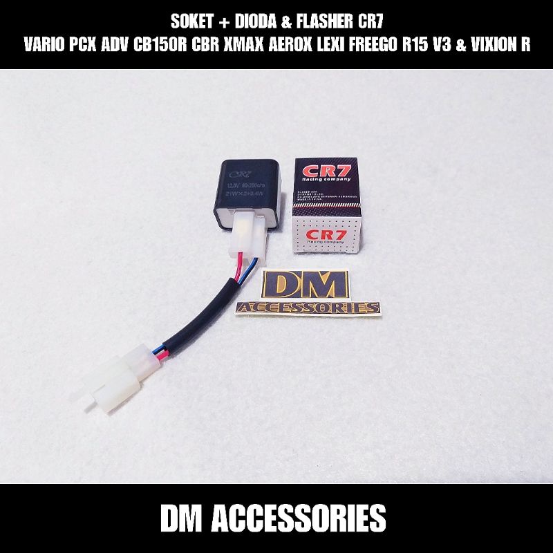 SOKET DIODA & FLASHER CR7 VARIO 125 150 160 PCX ADV CB150R LED CBR FACELIFT R15 V3 VIXION R XMAX LEX