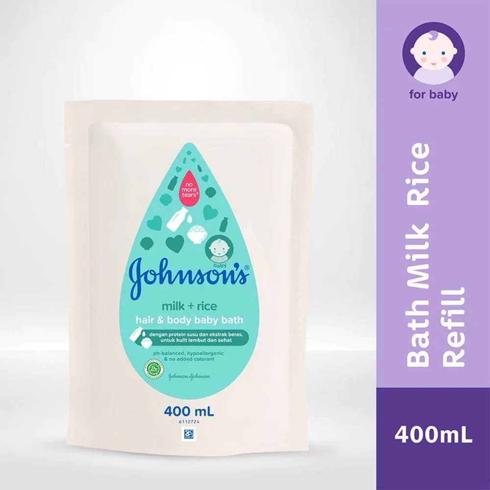 Johnson's Baby Bath Milk Rice Refill 400ml - Johnson Sabun Mandi Bayi 400 ml