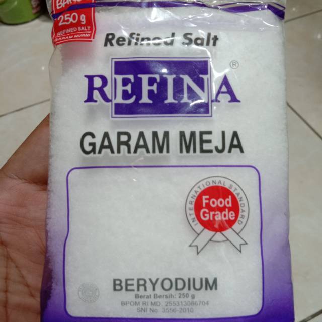 

GARAM MEJA 250G REFINA GARAM BERYODIUM Refined Salt