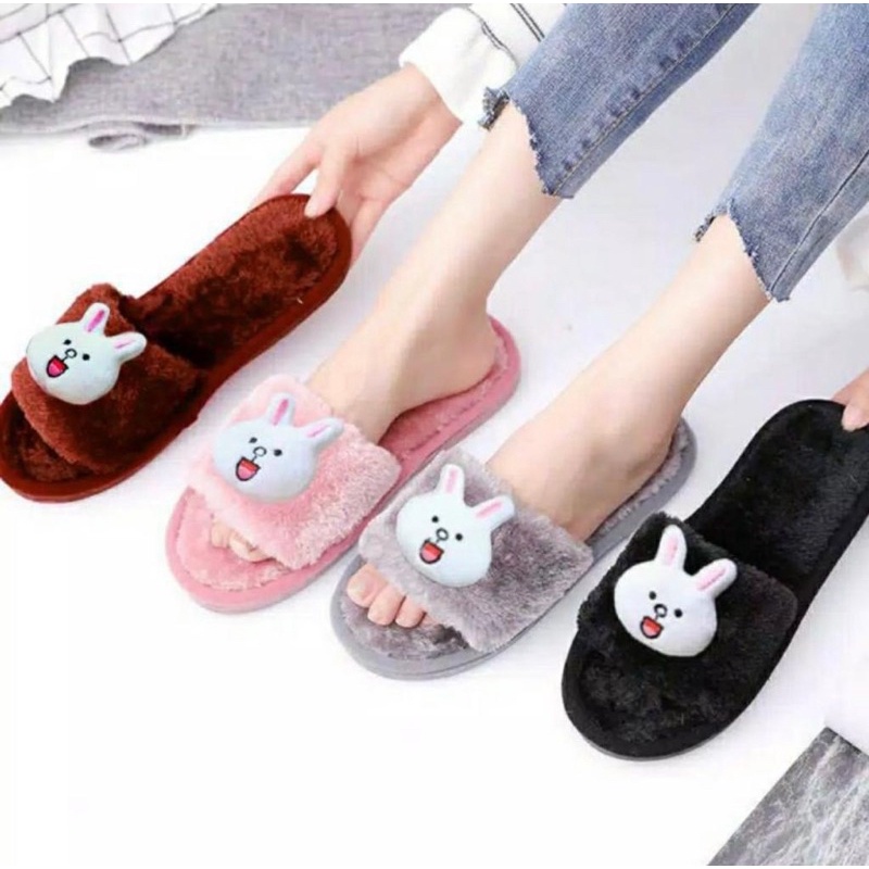 sandal bulu sandal rumah sandal lucu selop lucu selop rumah selop bulu