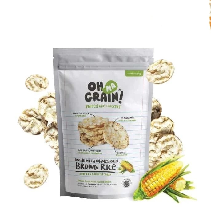 

OH MA GRAIN Popped Rice Crackers Corn-Beras rasa jagung bakar 50g