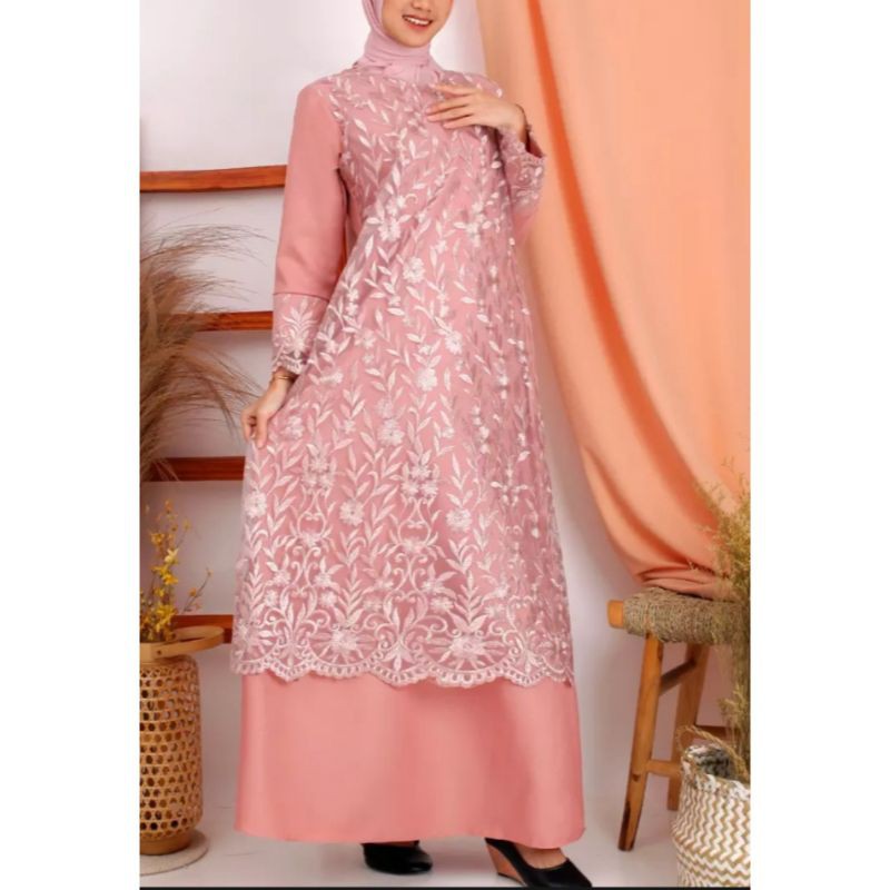 Gamis Tulle bordir mix moscrepe premium / Gamis brokat/ / Dress muslim