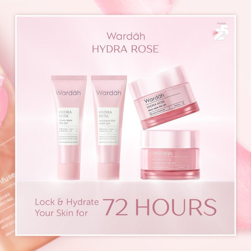 WARDAH Hydra Rose Series | Dewy Aqua Day Gel-Moisture Rich Night Gel-Foam Cleanser-Toner