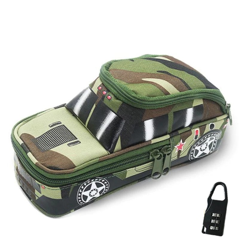 

Ongkir Gratis ya Vehicle Pen Pouch Bag With Combination Lock Pencil Case Double Zipper For Boys