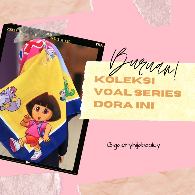 VOAL PRINTING ANAK MOTIF DORA / HIJAB ANAK DORA / JILBAB ANAK DORA / KERUDUNG ANAK DORA