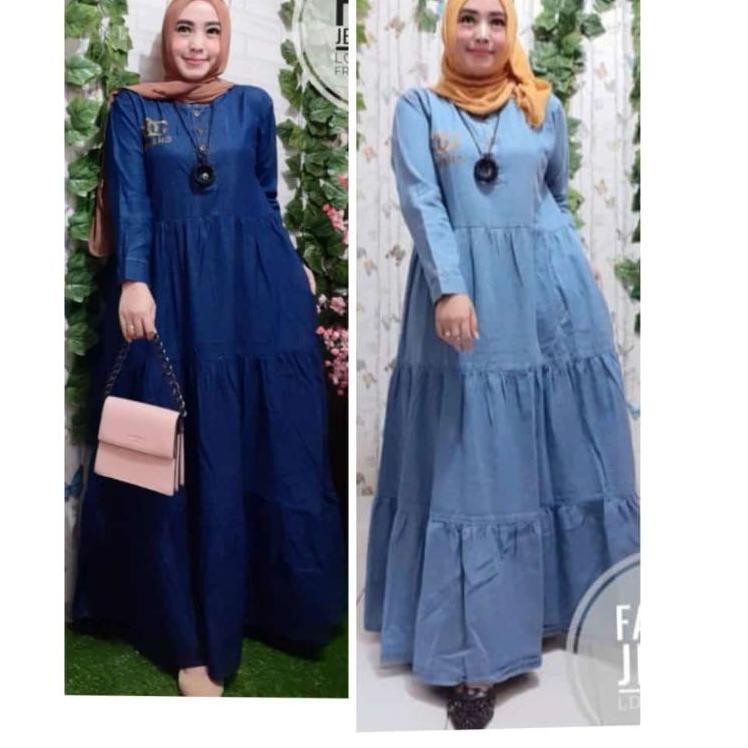 SALE gamis denim impor .,.