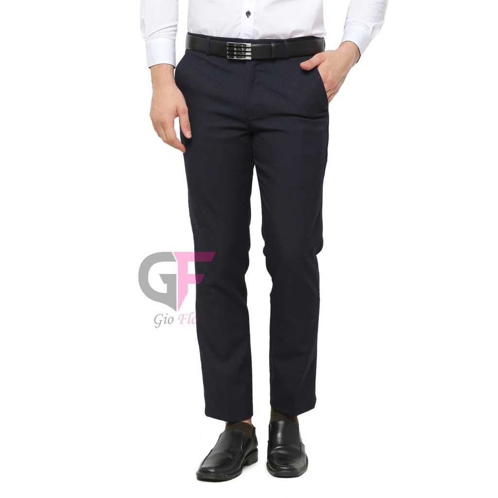 GIOFLO Celana Kantoran Pria Formal Polos Slim Dongker / CLN 1178