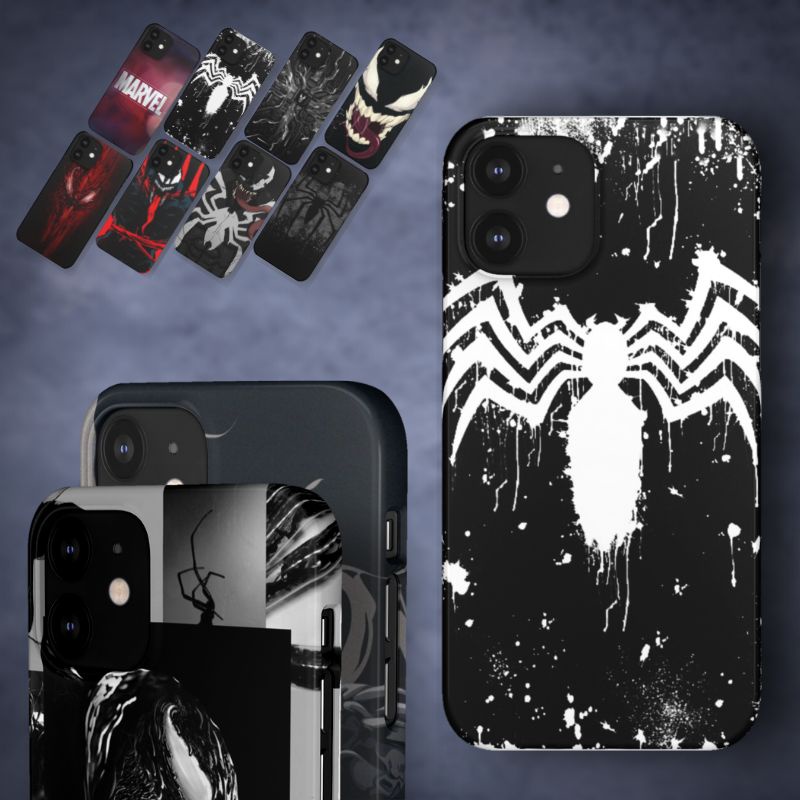 IPHONE Marvel Venom Superhero Hitam Soft / Hard / Mirror Case Casing Cover 12 / 12 Pro / 12 Pro Max 