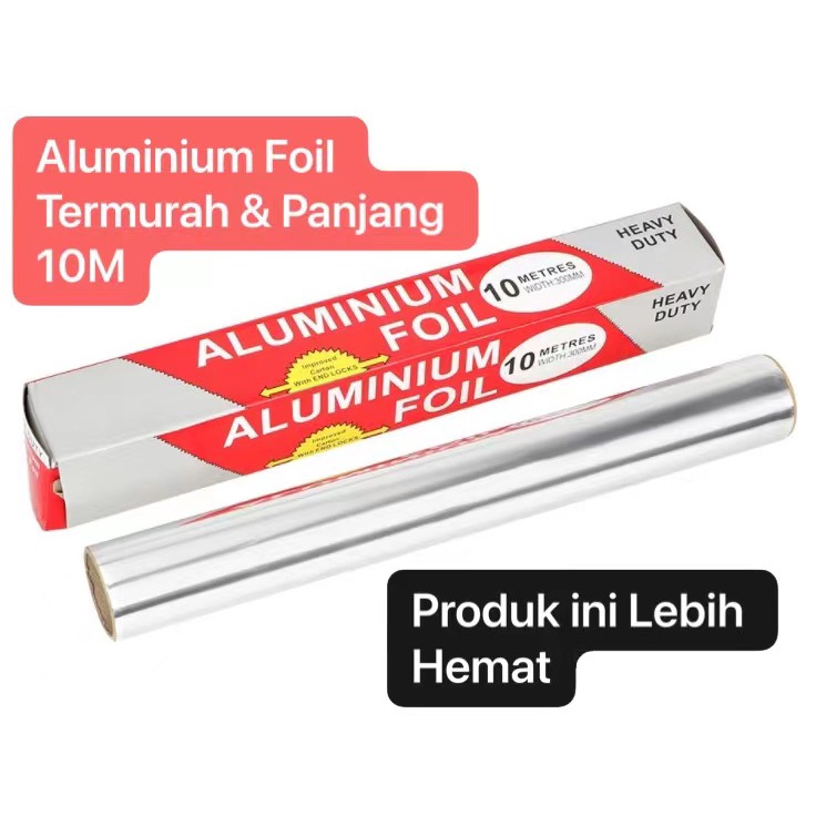 PW-07 30CM x 10M Aluminium Foil Roll Paper Food Pack Cook Grade Premium Baking Cooking kertas timah Pembungkus Makanan BBQ Gril 30 cm 10 meter