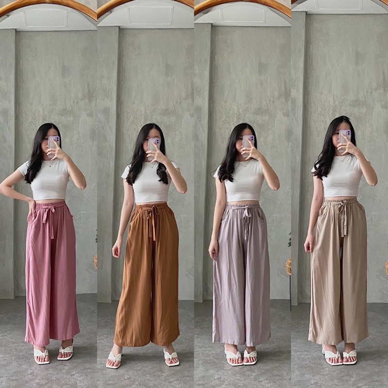 RX FASHION - HOME WEAR Celana Kulot Rayon Wanita Loose Cullote Pants Homewear Twistcone / jaz / armany kulot pants / Homewear Loungewear loose pants- NN