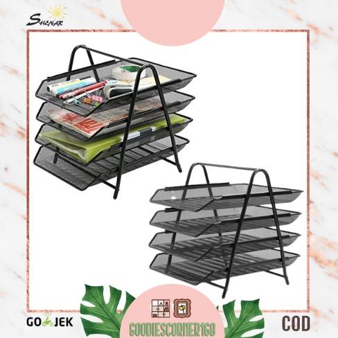 

Shenar 4 Tier Rack Document Tray/ Rak Besi Jaring 4 Susun Penyimpan Dokumen File Folder Kertas Multifungsi Serbaguna Rack Paper Letter