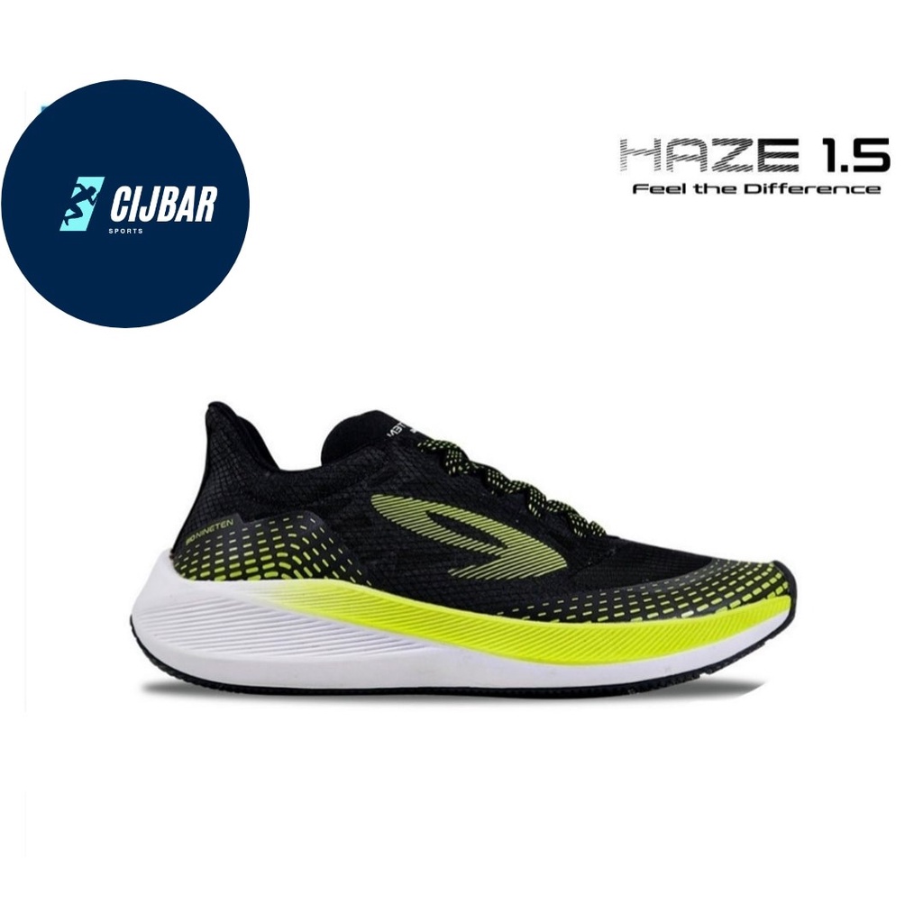 910 Nineten Haze 1.5 Sepatu Lari -Hitam/Hijau Neon/Putih