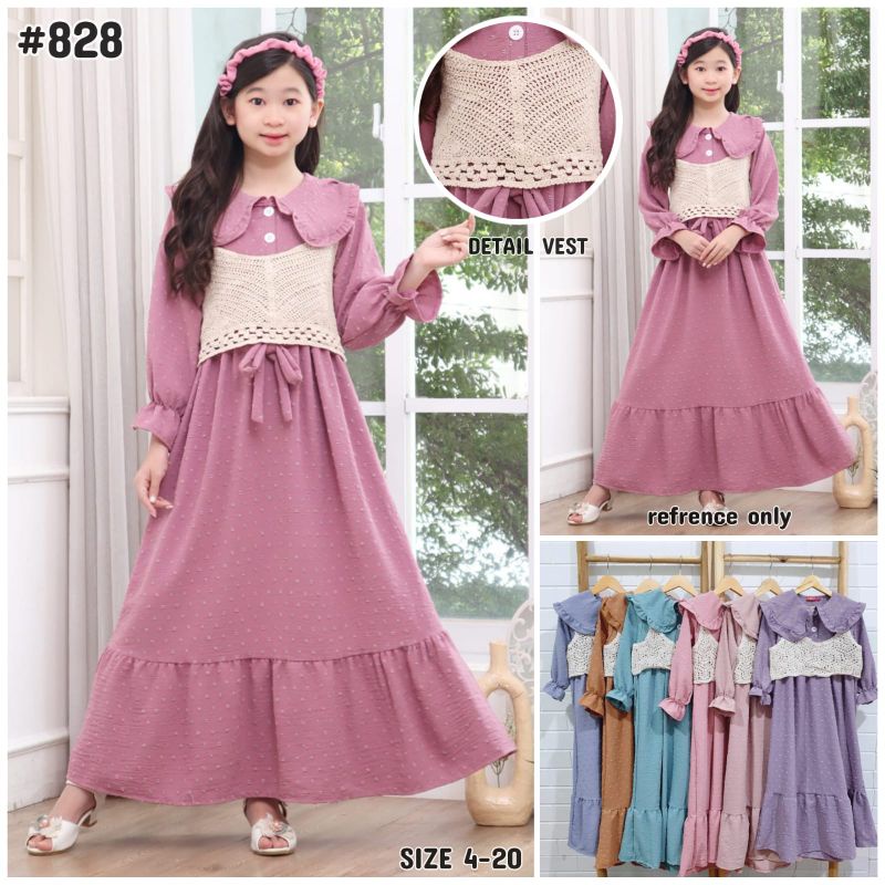 DRESS GAMIS+VEST RAJUT IMPORT CRICLE URAGIRI KIDS CATHERINE