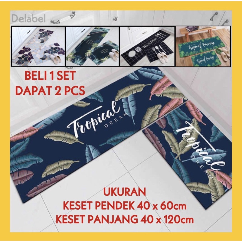 2 in 1 Kitchen Floor Mat / Keset Alas Lantai Kamar Tidur Rumah Dapur Anti Selip / Keset kaki dapur