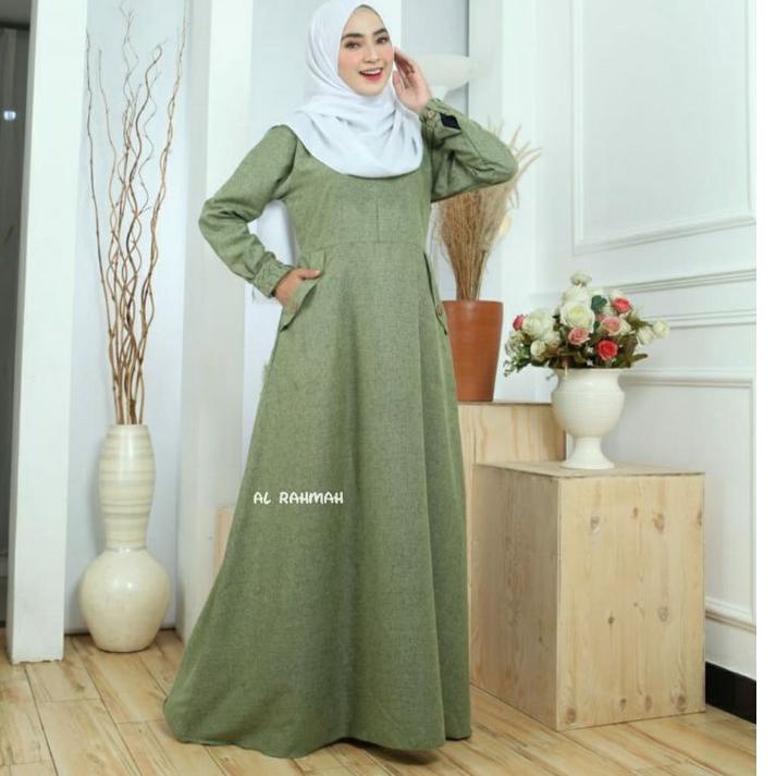 Terlaris.. GAMIS KATUN MADINA SYAR'I MODEL SAKU DEPAN (Shalimah)