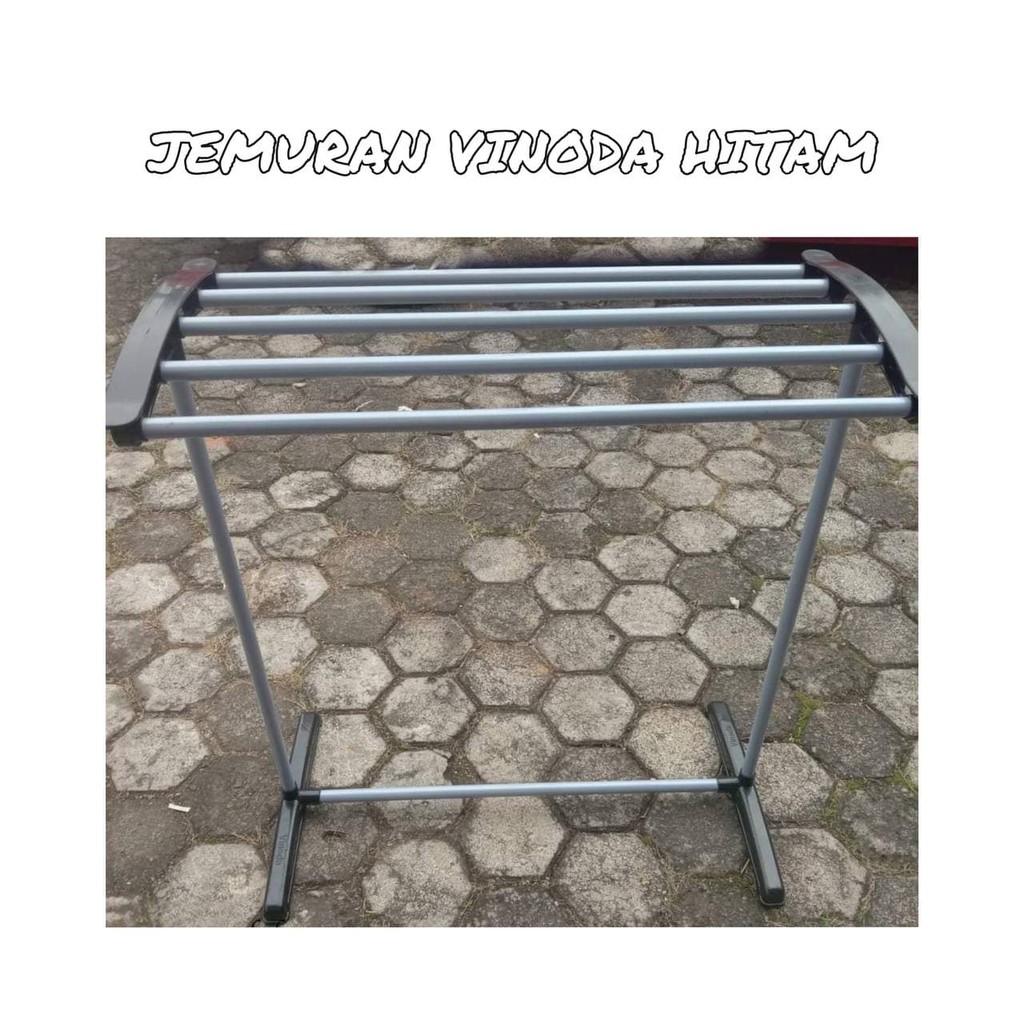 Ready  [COD] JEMURAN HANDUK VINODA HITAM / RAK JEMURAN LIPAT ASLI