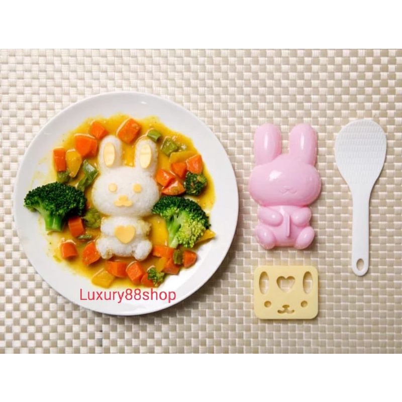 Cetakan Nasi Bento Bunny Set 3 in 1 Kecil Lucu