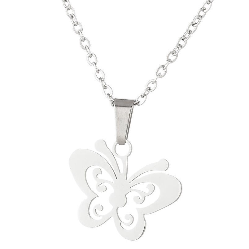 Kalung Rantai Bahan stainless steel Desain butterfly Gaya Korea Untuk Wanita