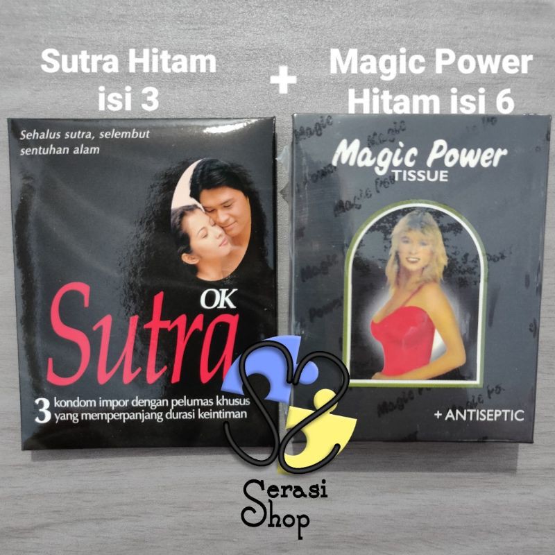 Magic Power Hitam 6pcs / Magic Power Merah Crimson Desire 6 sachet tissue basah obat kuat tisu magic-Sutra Hitam+MP Hitam