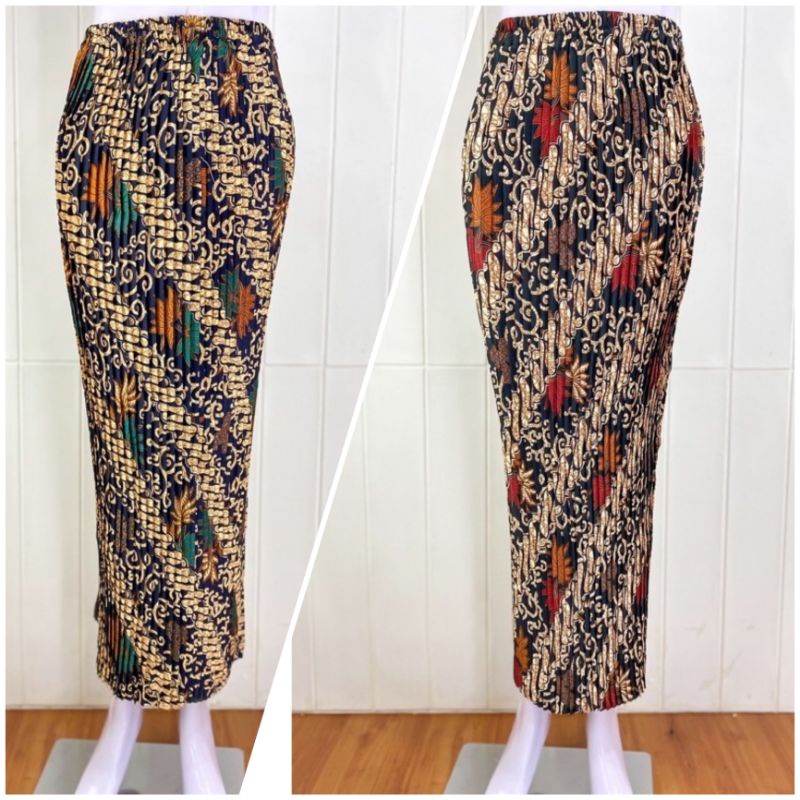 ROK PLISKET / ROK BATIK / rok plisket batik panjang motif kenanga