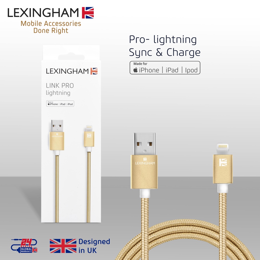 Lexingham Pro Lightning MFI Cable | Iphone | Apple Gold L5740