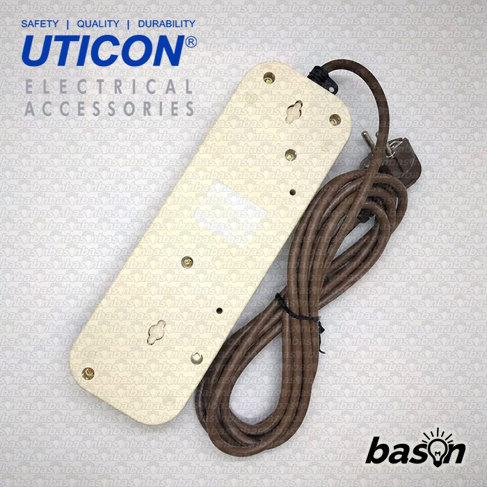 UTICON ST8482SW + 4 Lubang + Kabel 3 Meter - Stop Kontak + Saklar Individual