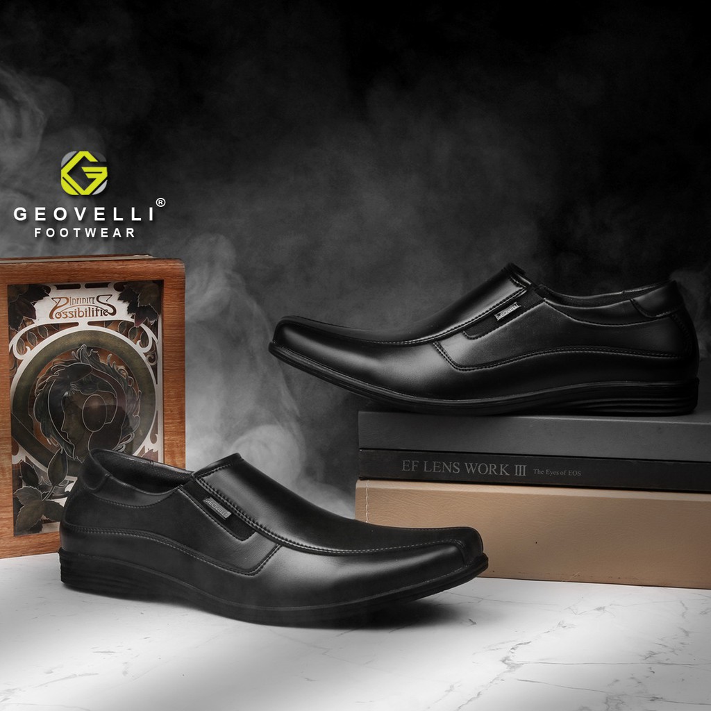 Sepatu Pantofel Pria Pantofel Hitam Pria Sepatu Pantopel Kulit Kerja Formal PDH Pria Geovelli G-1923