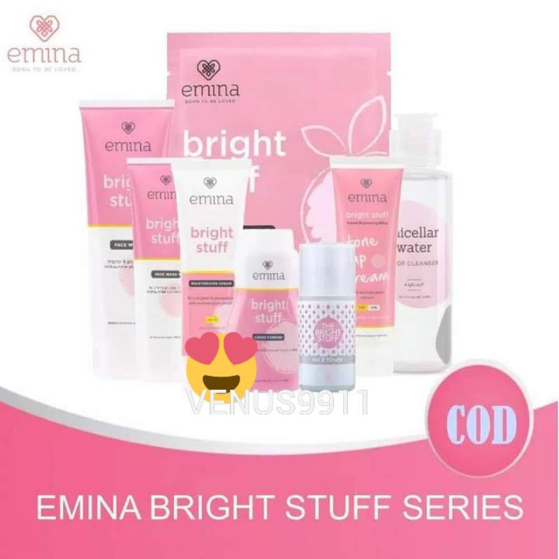 ❤️EMINA BRIGHT STUFF SERIES ❤️ PENCERAH EMINA FACIAL WASH MOISTRIZER LOOSE POWDER MASKER MICELLAR