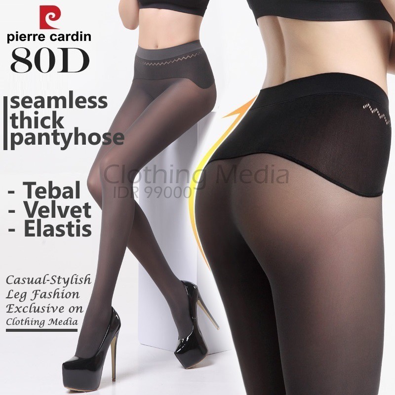 PIERRE CARDIN Pantyhose Seamless Tebal 80D Premium Soft Velvet Tights Stocking Elastis