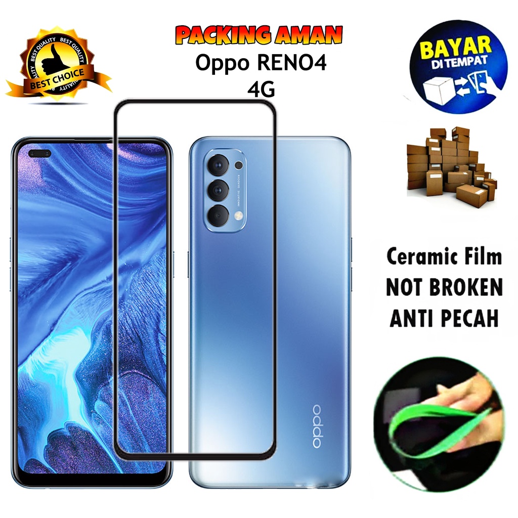 Tempered Glass Oppo Reno4 4G 2020 FULL COVER FULL SCREEN Ceramic Film Anti Gores