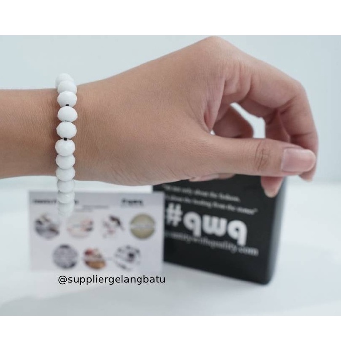 gelang kristal ceko PUTIH SUSU premium aksesoris tangan premium bonus