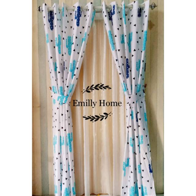 GORDEN MINIMALIS MOTIF KAKTUS GORDENG JENDELA TIRAI HORDENG MINIMALIS