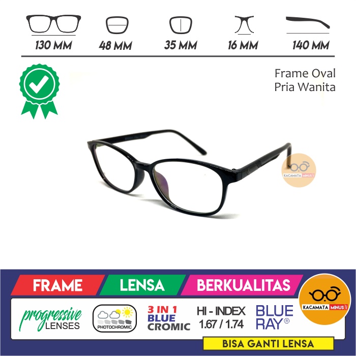 Kacamata Minus KM112 Frame Kecil - Kacamata Bulat Oval Pria &amp; Wanita