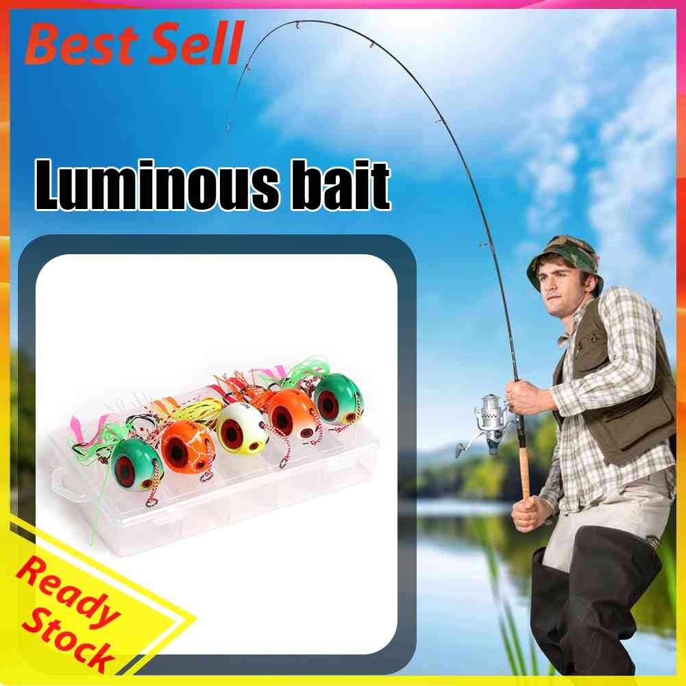 5 Pcs Umpan Pancing Hard Bait Bentuk Ikan Imitasi Menyala