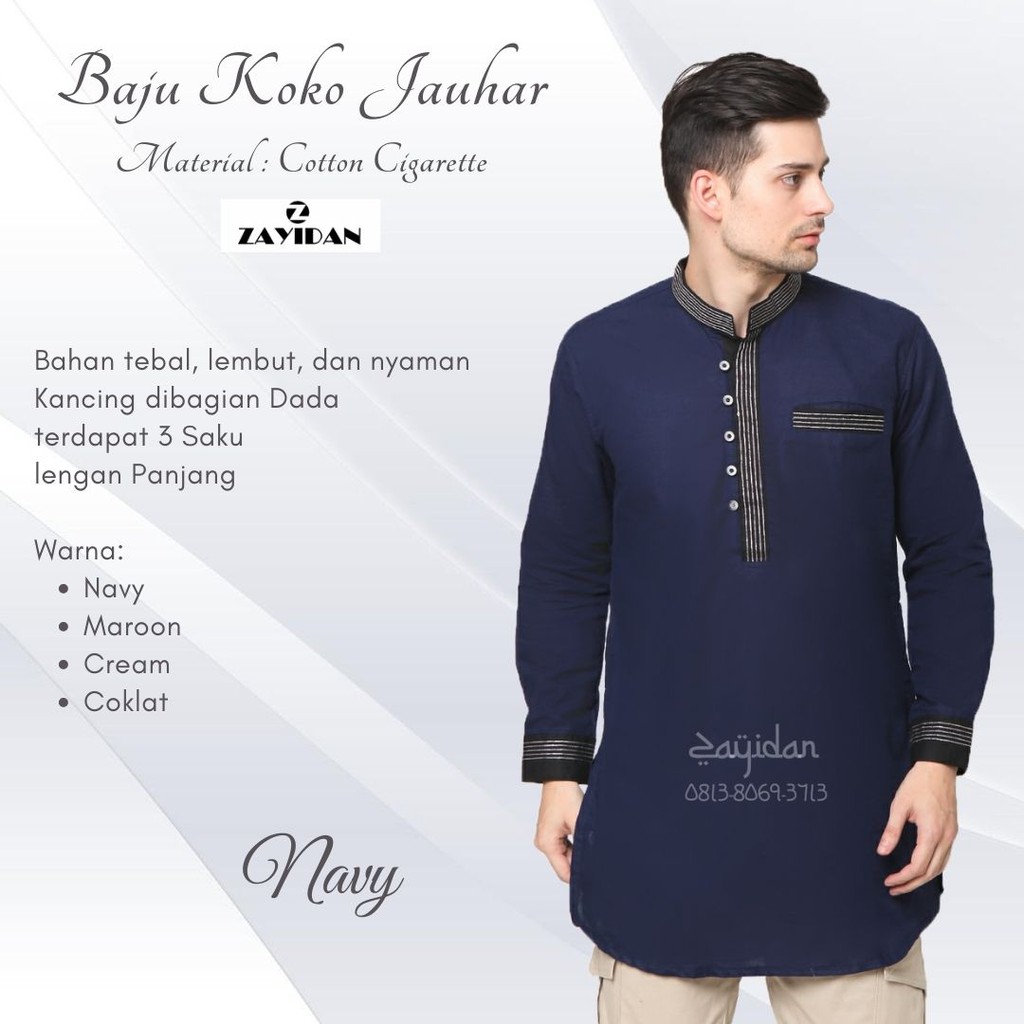 Zayidan Baju Koko Gamis Muslim Pria Jauhar