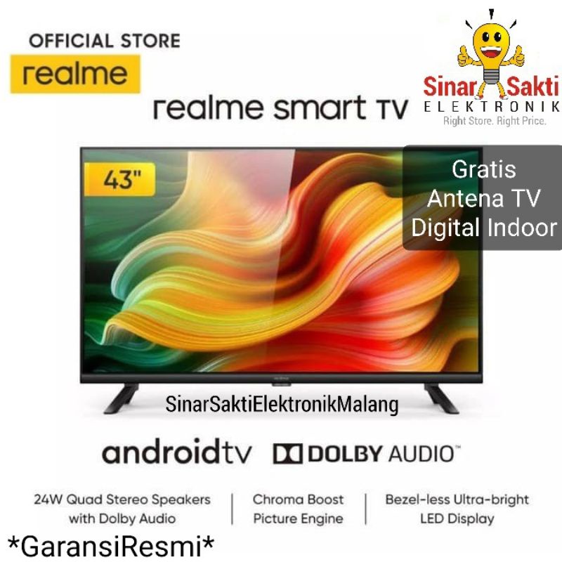 Realme Smart TV 43 Inch LED Android 9.0 Dolby Audio Garansi Resmi 43&quot;