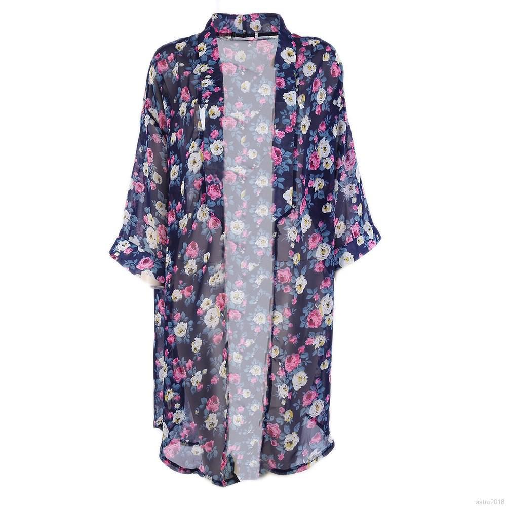  Cardigan Pantai  Cover Up Bikini Bahan Sifon Motif Print 