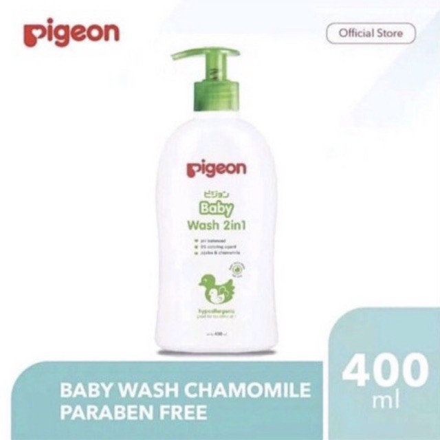 Pigeon Baby Wash 2 in 1 Chamomile 400ml Pump- Pigeon Sabun Shampo Bayi