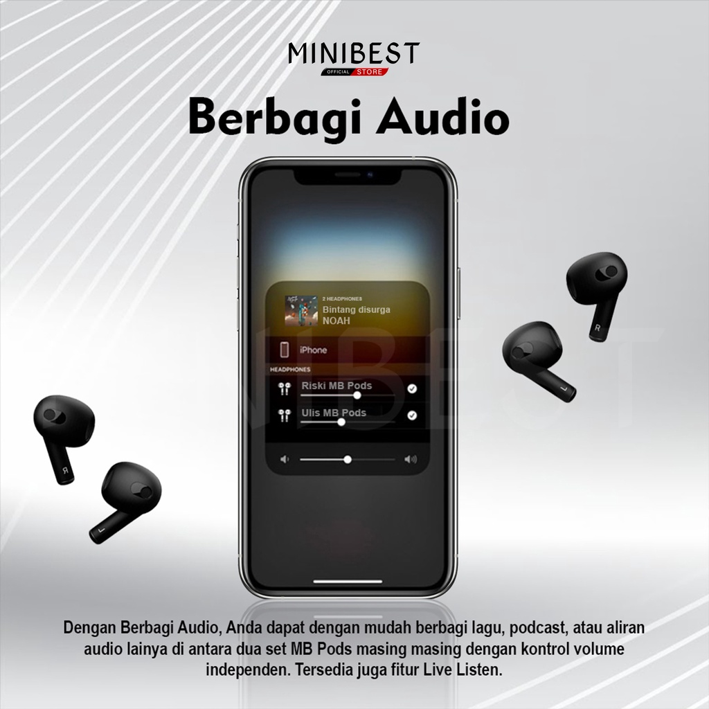 MINIBEST MB_Pods_Gen3 Black Edition Wireless Charging [Final Upgrade + IMEI / Serial Number Valid + Spatial Audio] By Minibest Indonesia-2