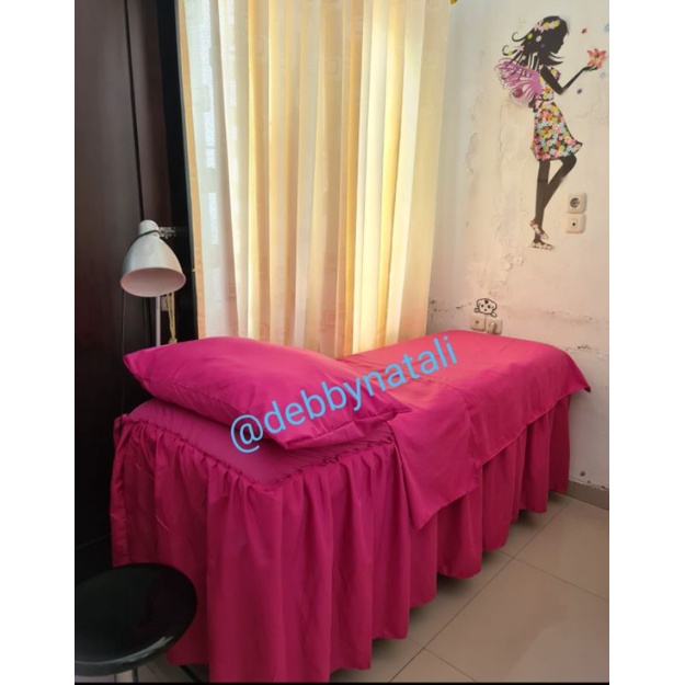 Sprei bed facial rumbai dakron plus selimut dakron plus sarung bantal bahan katun adem